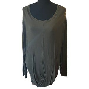 Lands' End Womens Sweatshirt Pullover Twist Front Long Sleeve Knit Green 1X